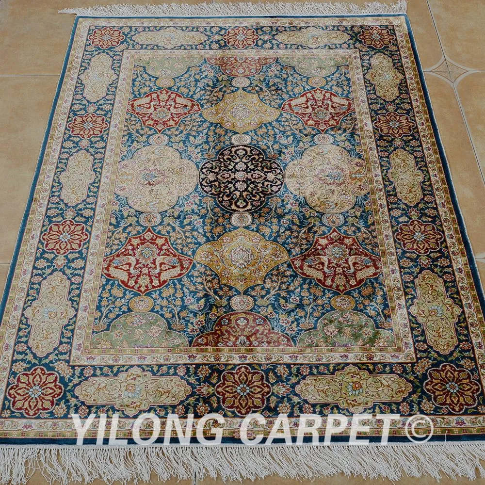Yilong 3 'x 4' Античный Восточный темно-синий Древо жизни ковер изысканные