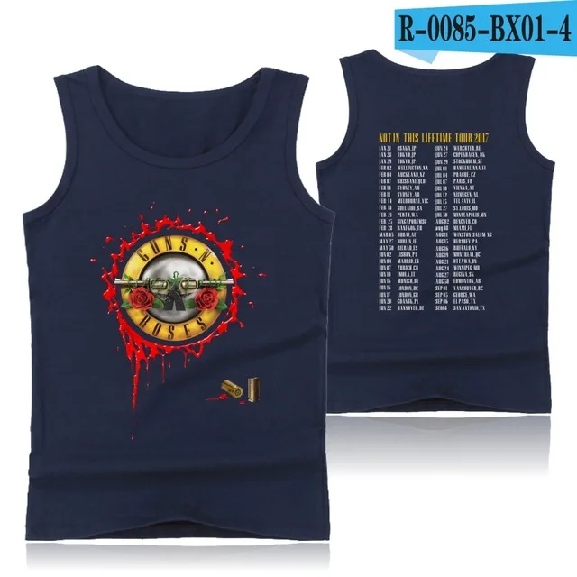 navy blue GUNS N ROSES, панковские майки для фитнеса, майка без рукавов, летняя майка, майка для спортзала, Мужская одежда для бодибилдинга, ружья и розы - Цвет: navy blue