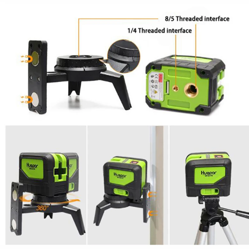 Мини Huepar 2 линии зеленый лазерный уровень самонивелирующийся крест Лазерная