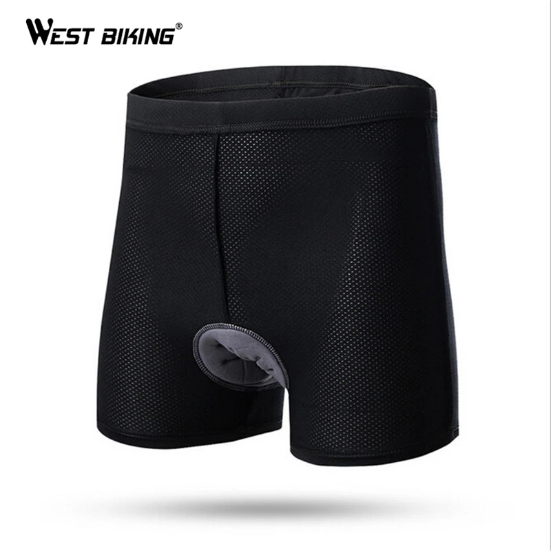 Black WEST BIKING гелевые мужские велосипедные шорты дышащие 3D Мягкие Спортивные трусы для верховой езды нижнее белье для велосипеда шорты для фитнеса S~ 3XL - Цвет: Black