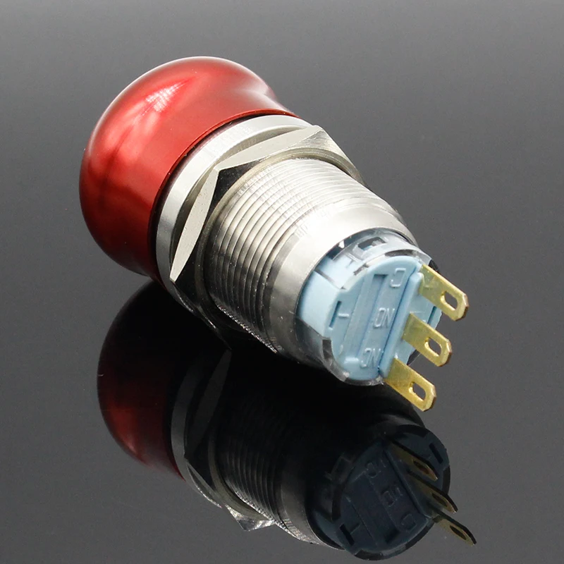 1pc 19mm Waterproof Stainless Steel Metal Latching Emergency STOP Push Button Switch | Обустройство дома