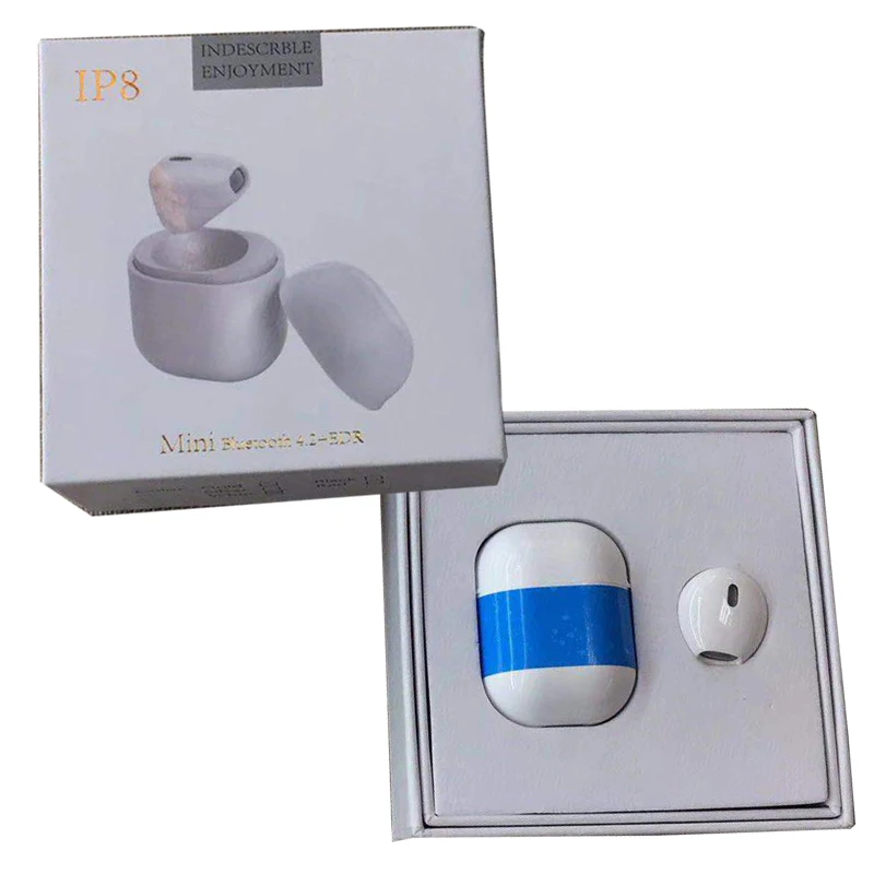 Мини i8P Bluetooth гарнитура с зарядным устройством стерео наушники микрофоном