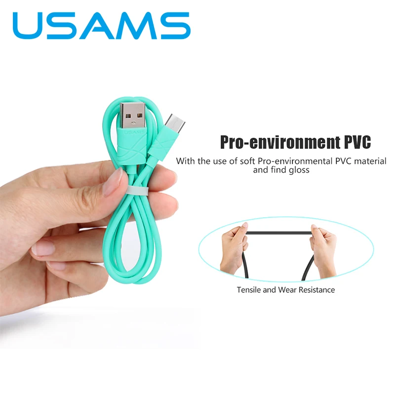 Кабель USB Type C USAMS 1 м 2 А кабель для зарядки и синхронизации данных MacBook xiaomi Oneplus|cable