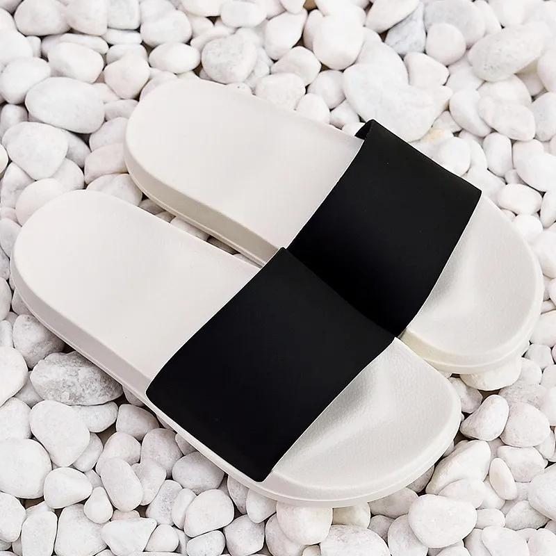 Black surface white Летние мужские домашние тапочки; Домашние Нескользящие шлепанцы для ванной; выразительные Вьетнамки в японском стиле; обувь унисекс для влюбленных пар; коллекция года - Цвет: Black surface white
