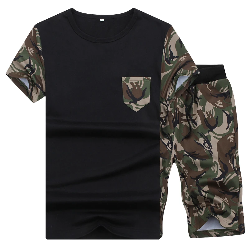 Спортивный костюм Мужчины Марка Одежды Пот Костюмы 2016 Лето Камуфляж Chandal Hombre