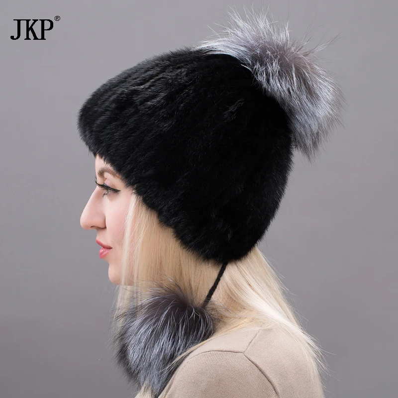 JKP новый натуральный мех норки шляпы с натуральным мехом Зимние закрывающие уши