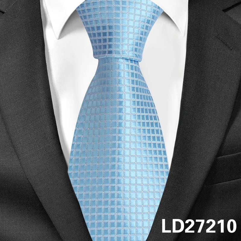 LD27210 Классические клетчатые галстуки для мужчин, повседневный галстук для костюма Gravatas, синие мужские галстуки в полоску, галстуки для бизнеса, свадьбы, ширина 8 см, мужские галстуки - Цвет: LD27210