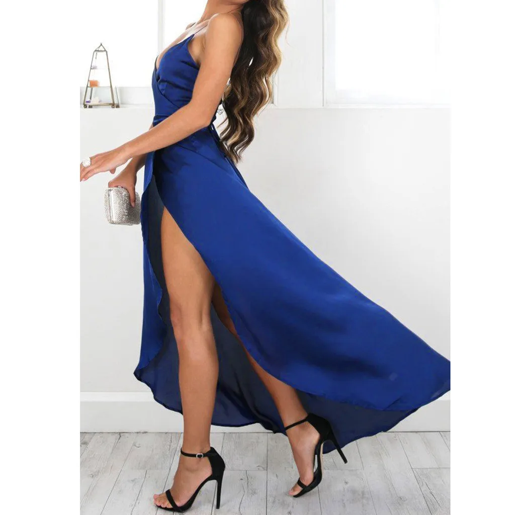 Женское богемное платье FREE OSTRICH длиной до щиколотки тонкое синее облегающее на