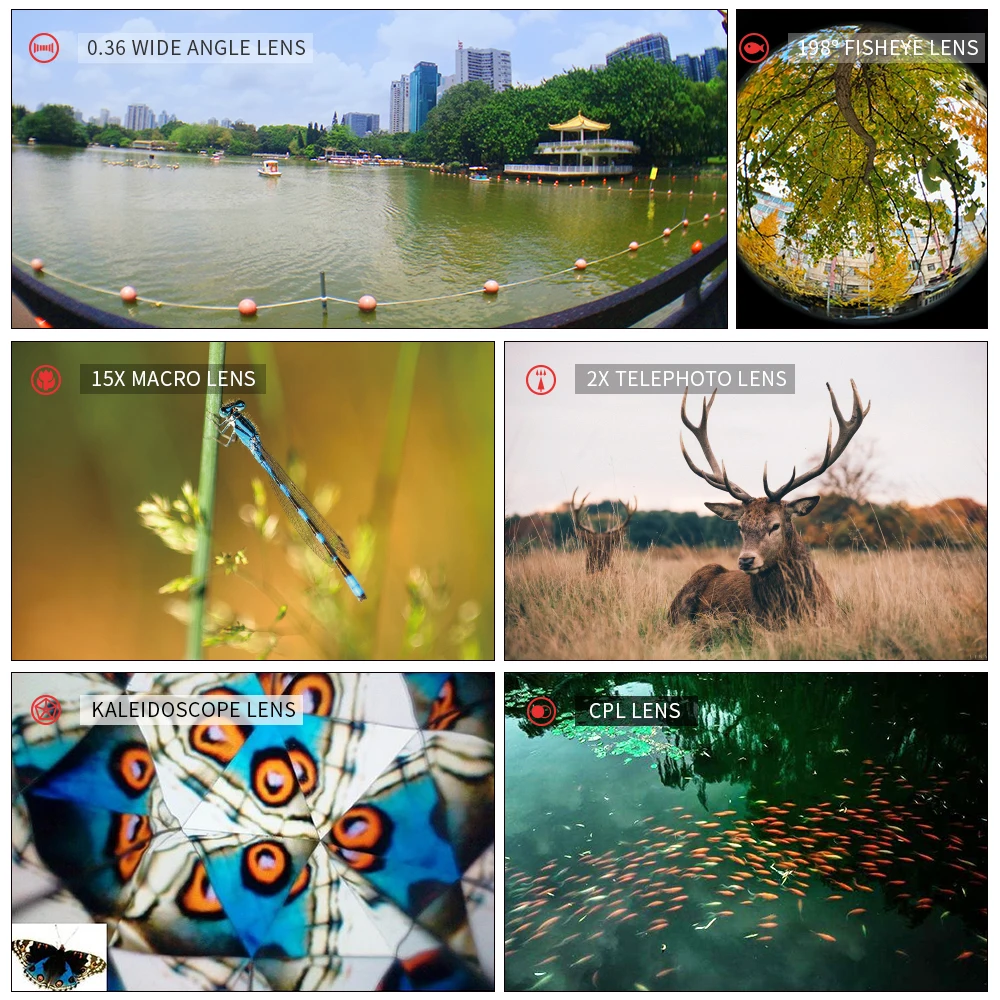 Apexel 7 в 1 телефон Объектив для камеры комплект рыбий глаз Широкий