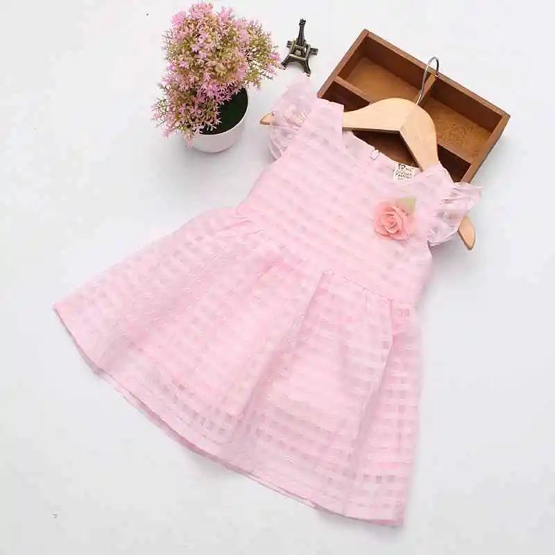 2019 Baby Girl Dresses Summer Party Cotton Mesh Cute Casual Folar Princess Short A-Line Fashion Solid Vestido Children Clothes | Детская