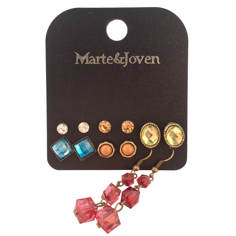 6 пар женские серьги-гвоздики с кристаллами | Украшения и аксессуары