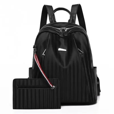 black Винтажный Рюкзак mochila mujer, дизайнерский бренд, высокое качество, кожзам, рюкзак, кошелек для женщин, школьные сумки, набор для девочек-подростков - Цвет: black