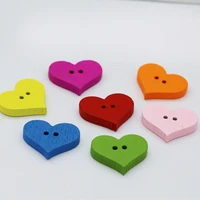 100pcs creative cartoon colorful 2holes wood buttons 1720mm cute heart decorative buttons for crafts sewing decorative buttons