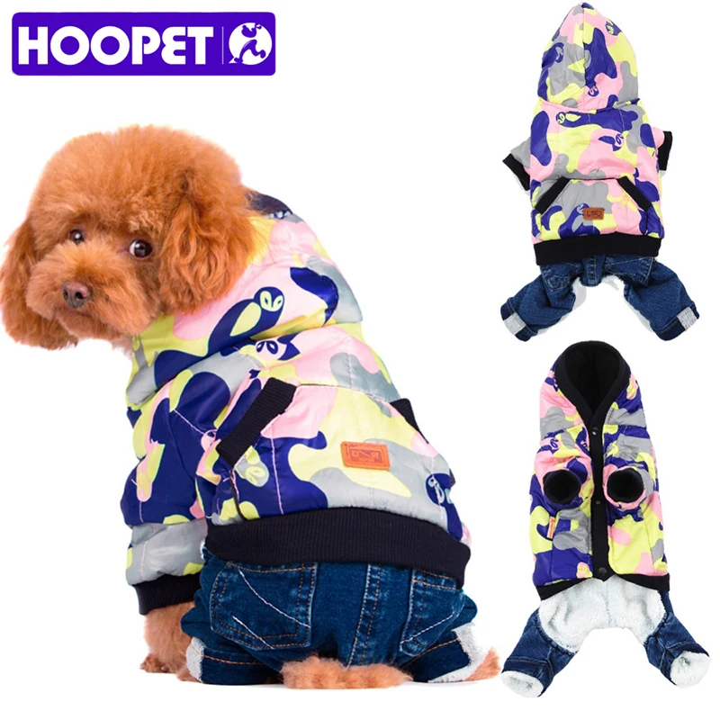 HOOPET зимняя теплая камуфляжная одежда для собак кошек лыжная с капюшоном флисовое