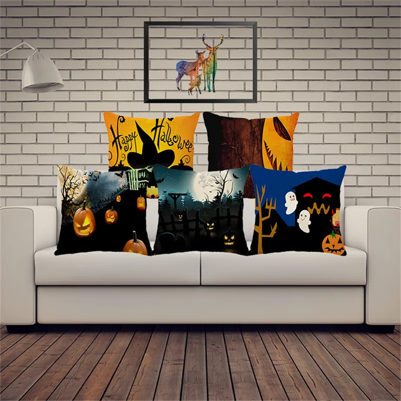 wholesale cushion cover Yellow Halloween Night Pumpkin Witch party pillow high quality home office decorative case | Дом и сад