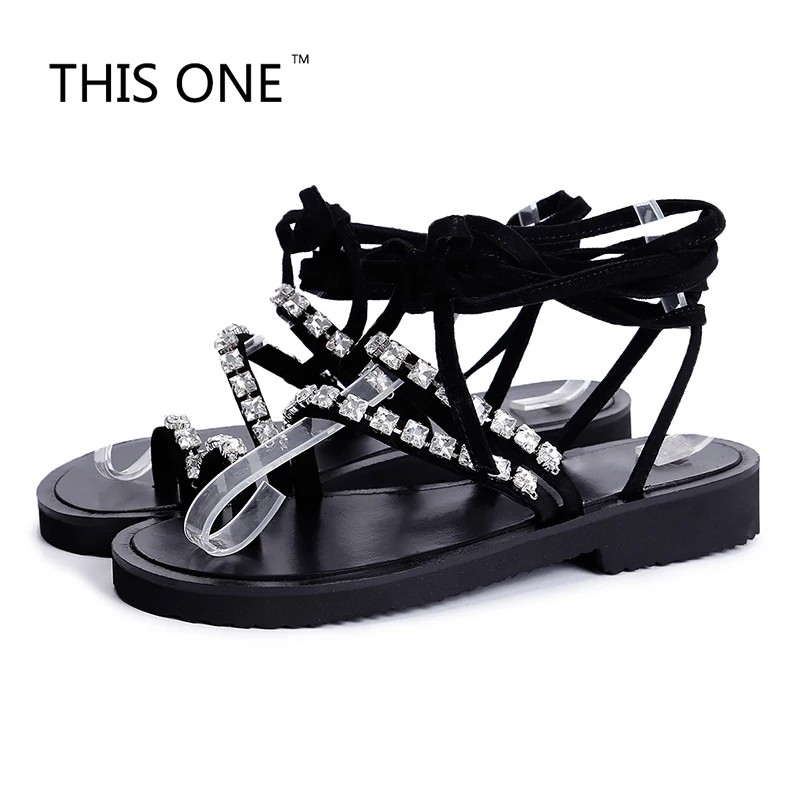 Сандалии женские на плоской подошве дизайнерские шлепанцы с кристаллами