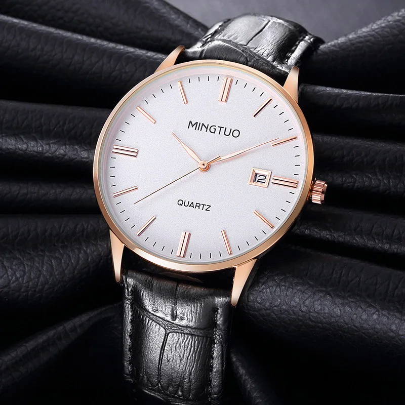 2017 MINGTUO модное коричневое и черное платье простые деловые мужские наручные часы с