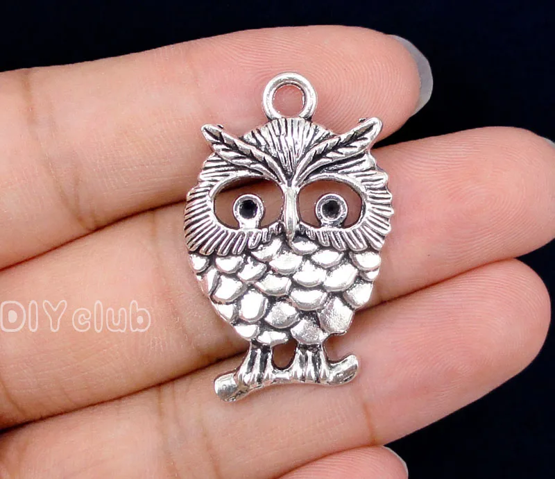 

30pcs-Antique Tibetan Silver Owl Charms Pendant, DIY Supplies 34x22mm