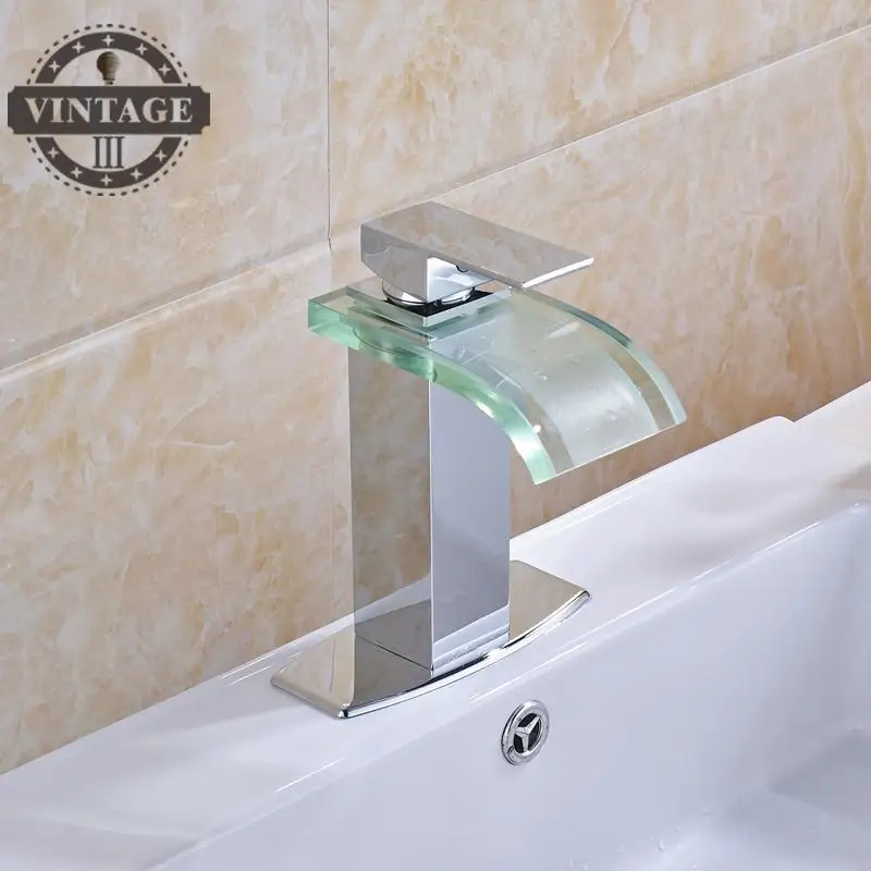 Free Shipping Glass and Brass Basin Faucet Chrome Polish Bathroom Tap Hot Cold Water | Обустройство дома