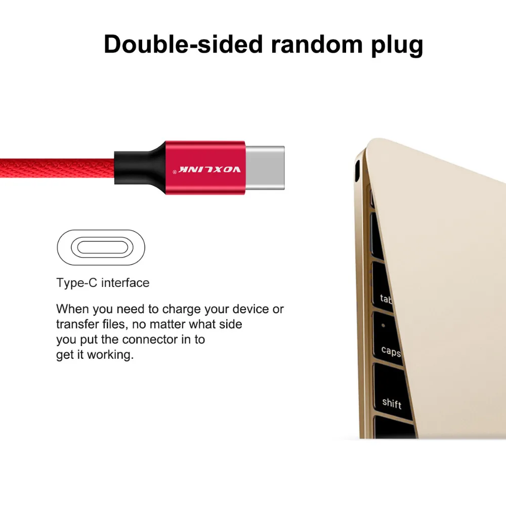 VOXLINK USB кабель typec 2A Быстрый зарядный C Зарядное устройство для подключения кабеля