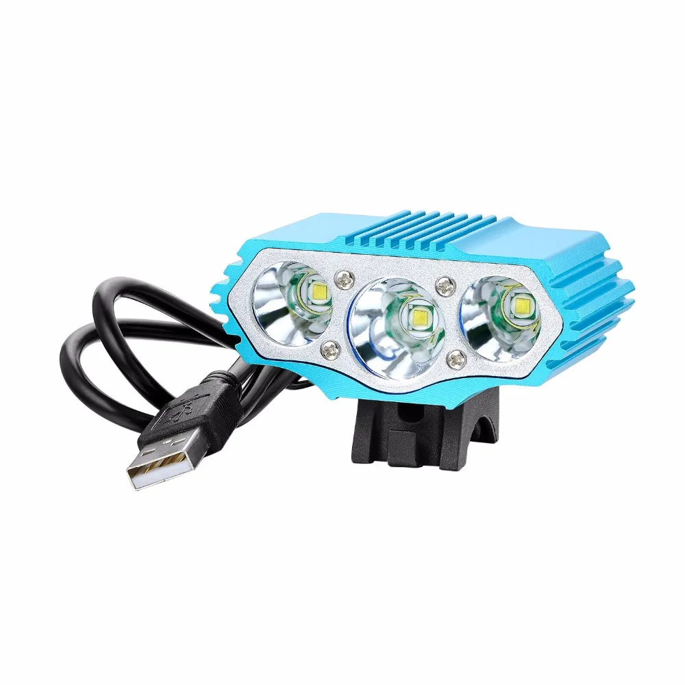 USB свет F3 6000LM 3x T6 светодиодный налобный фонарь 4 режима фара для велосипеда вход |
