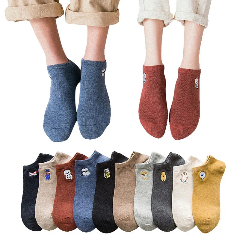 Носки унисекс хлопчатобумажные с забавной вышивкой 5 пар|Мужские носки| |