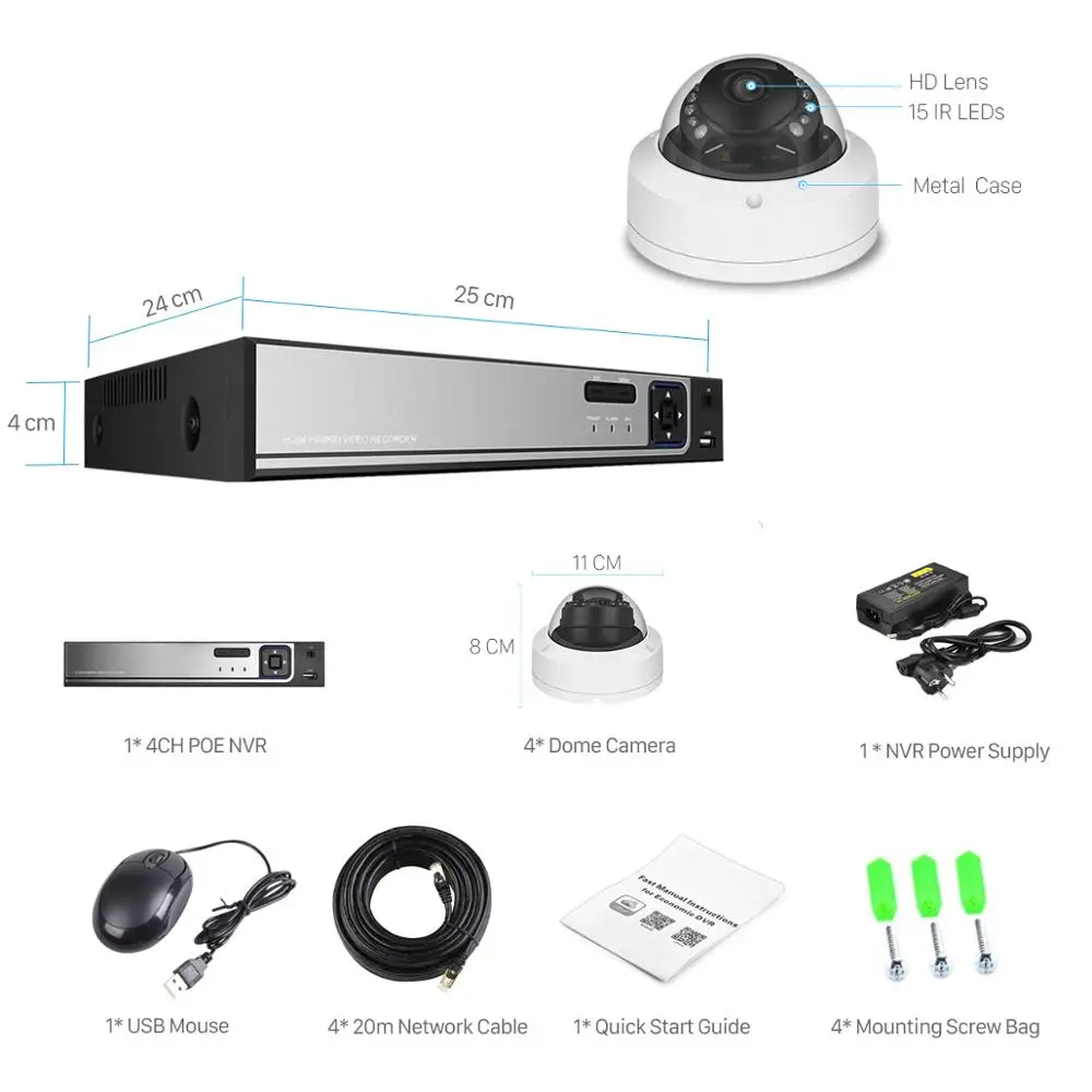 4CH 5MP POE NVR комплект 2MP 3MP PoE 48 V IP Камера Водонепроницаемый P2P CCTV Системы ИК Открытый