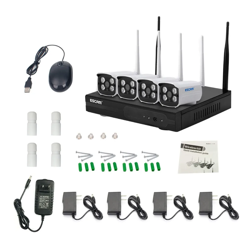 ESCAM WNK403 Plug and Play Беспроводной NVR комплект P2P 720P HD Открытый ИК ночного видения безопасности IP камера wifi CCTV системы