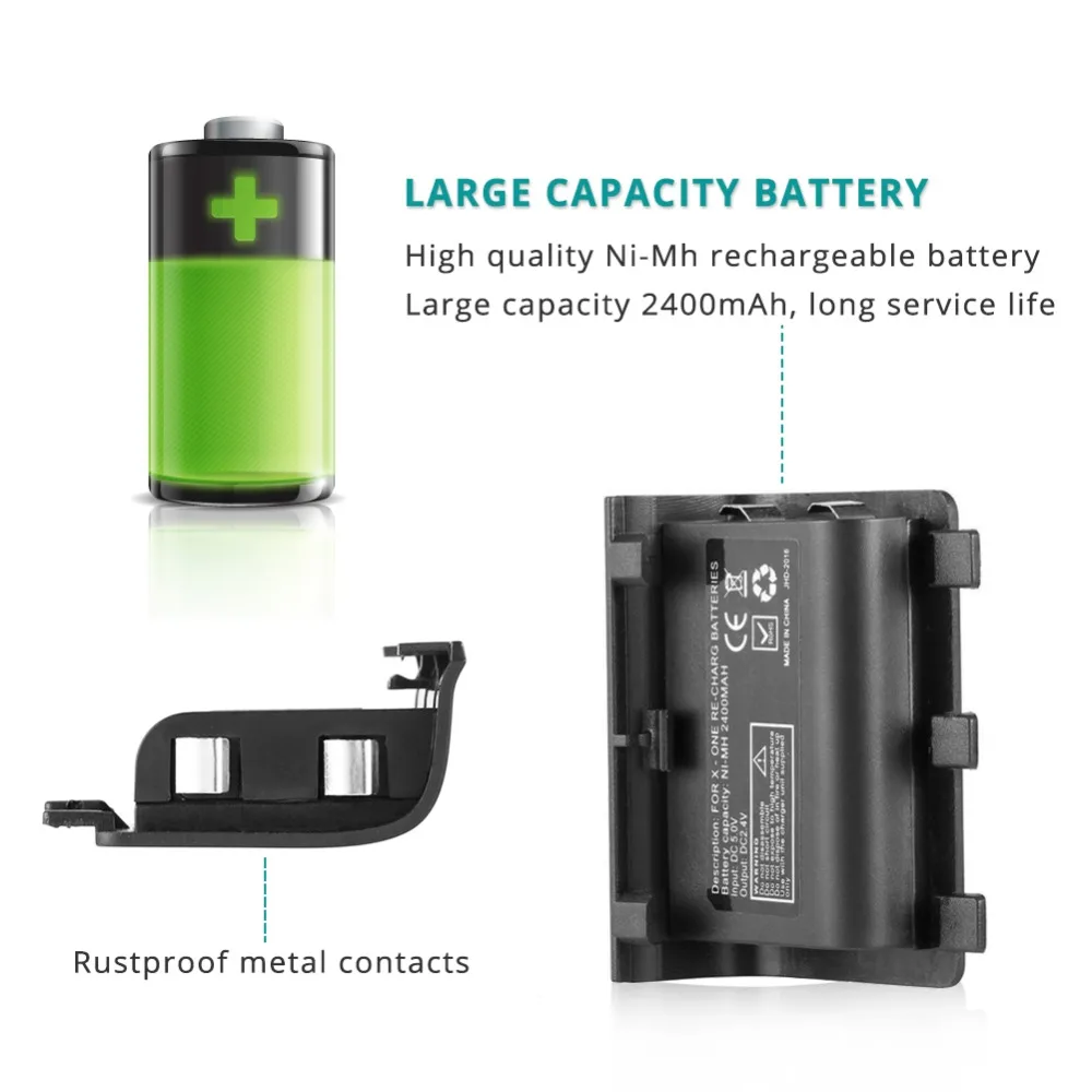 2 упаковки x коробка один перезаряжаемый аккумулятор с USB кабелем 2400mAh Ni-MH bateria для Xbox one контроллер заряжаемый комплект аккумуляторов