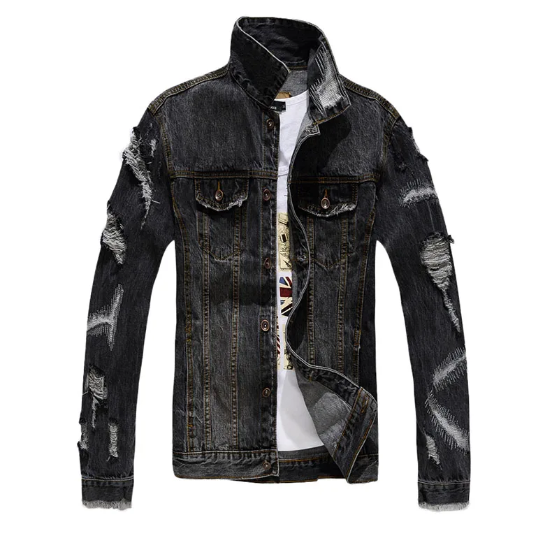 Мужская Модная приталенная рваная джинсовая куртка Idopy в уличном стиле разные