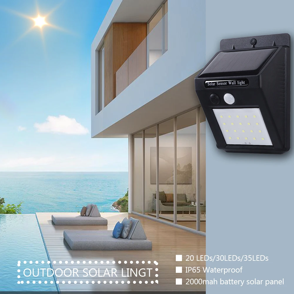 Настенная лампа уличная светодиодная Солнечная для Дома индукционная датчик
