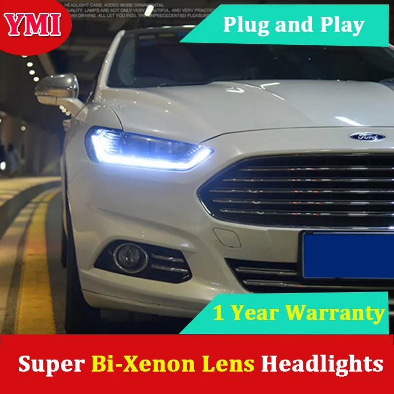 Автомобиль лампа для Ford Mondeo фары 2014 2016 Fusion фар DRL ксеноновые линзы перемещение