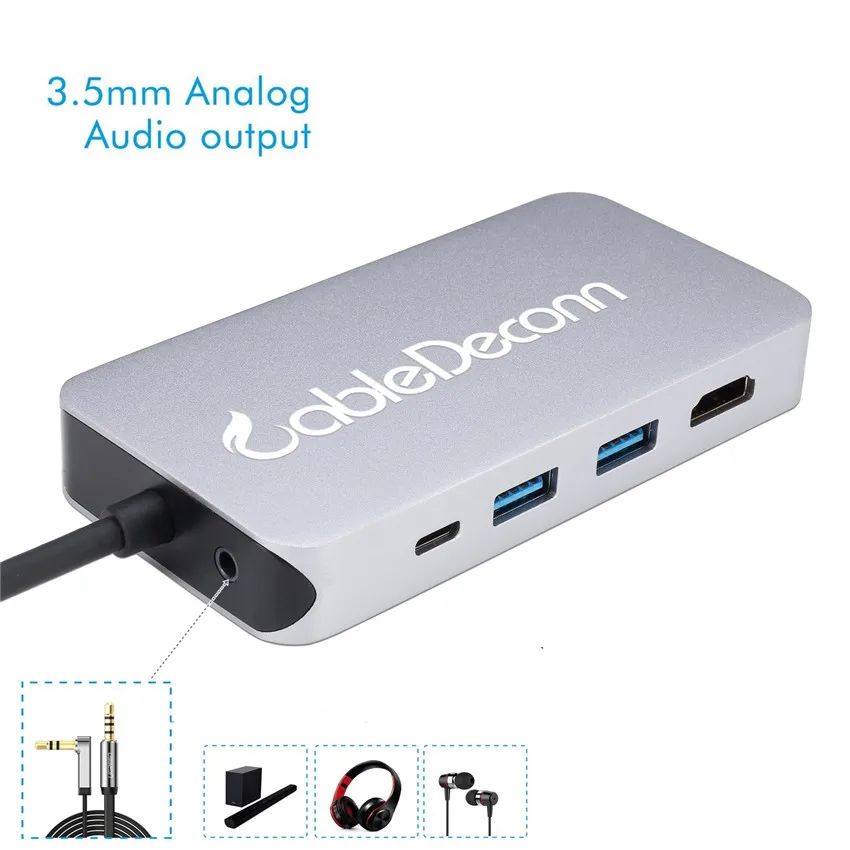 Концентратор USB Type C к HDMI 4K * 2K VGA RJ45 TF SD Reader слот конвертер адаптер для MacBook Samsung Dex S8