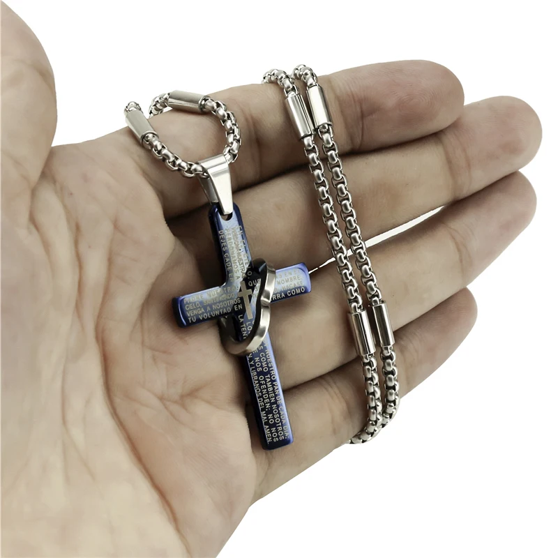 Мужская подвеска из нержавеющей стали Elfasio серебряное ожерелье с крестом