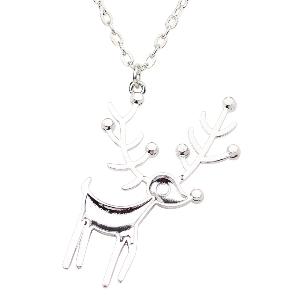 Bonsny Statement Alloy Enamel Deer Elk Necklace Chain Pendant Choker Elegant Animal Jewelry For Women Girls Gift Party Wholesale | Украшения