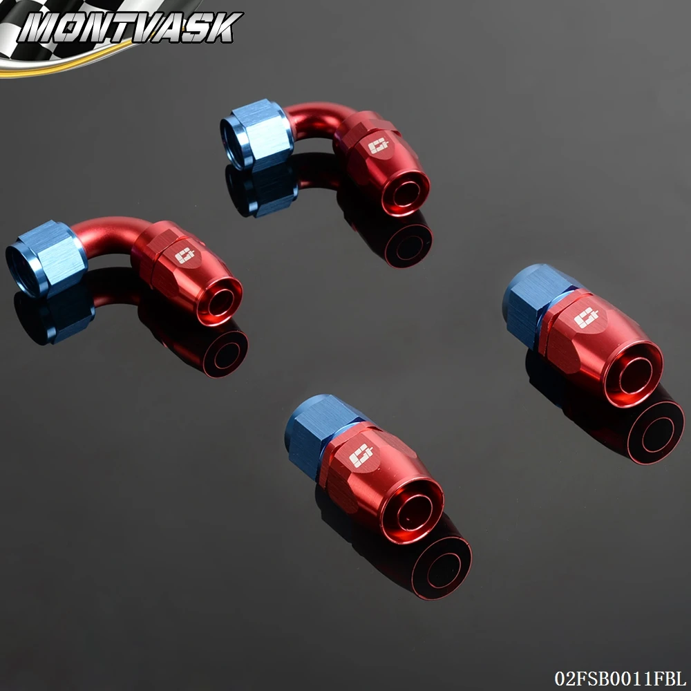 4 шт. AN8 0 градусов + 90 поворотный масла и топлива/Air/газопровод конец шланга