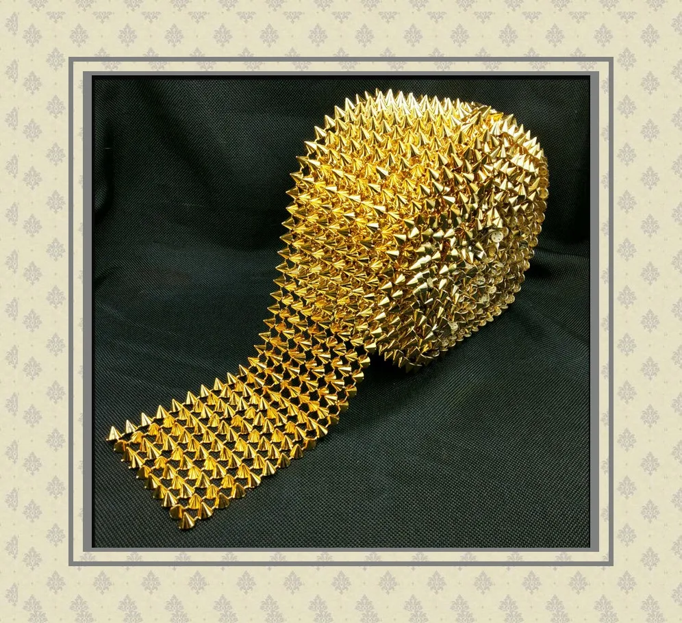 5 ярдов/рулон золотого и серебряного цвета Швейные Шипы с шипами заклепками для