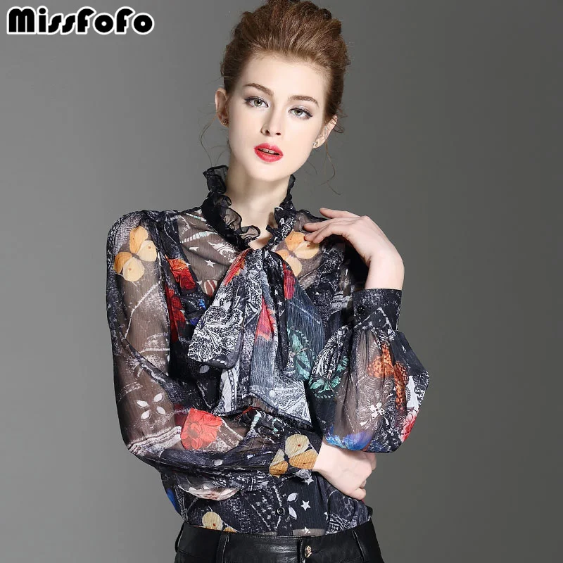 MissFoFo 2019 модный боди блузка с бантом новая весенняя боди-рубашка женская модная