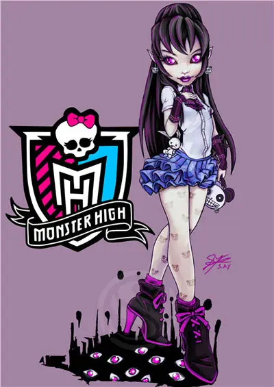 На Заказ Шелковый плакат Monster High большой размер см номер/домашний декоративный плакат#-092477 - Цвет: Черный