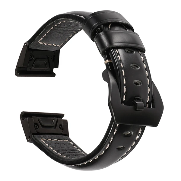 22 мм Quick Fit Натуральная кожа ремешок для наручных часов Garmin Fenix 5/5 Plus/Forerunner 945/935/подход S60/Quatix 5 ремешок Ремешок для наручных часов - Цвет ремешка: Black