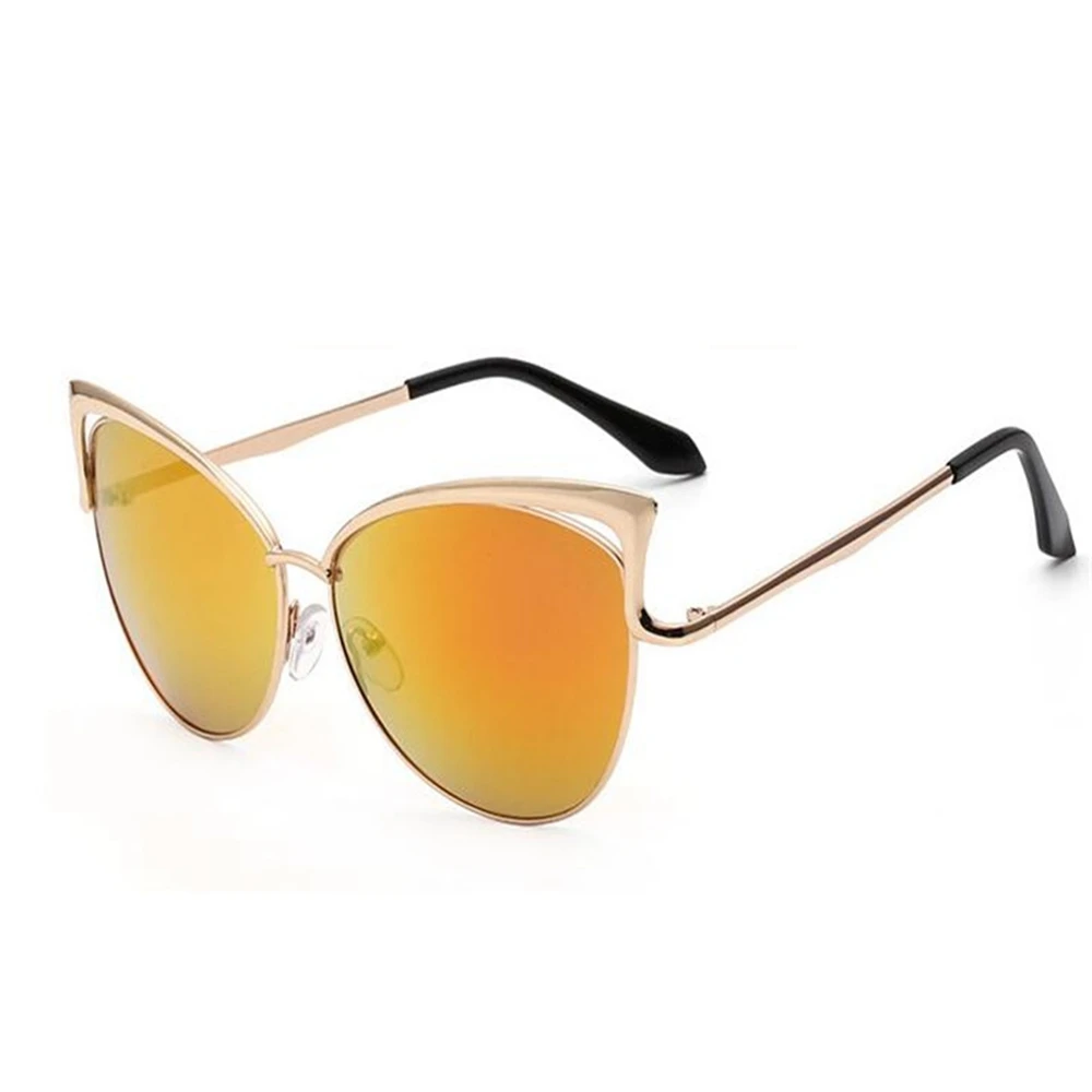 Женские солнцезащитные очки кошачий глаз женские отражатели с оправой из сплава
