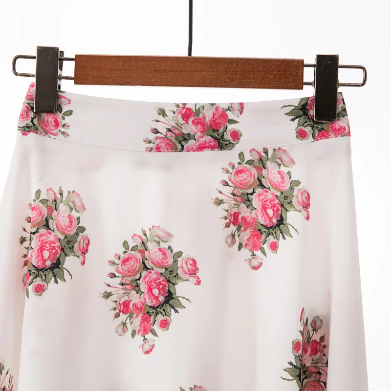 Женская юбка до середины икры с цветочным принтом милая повседневная средней