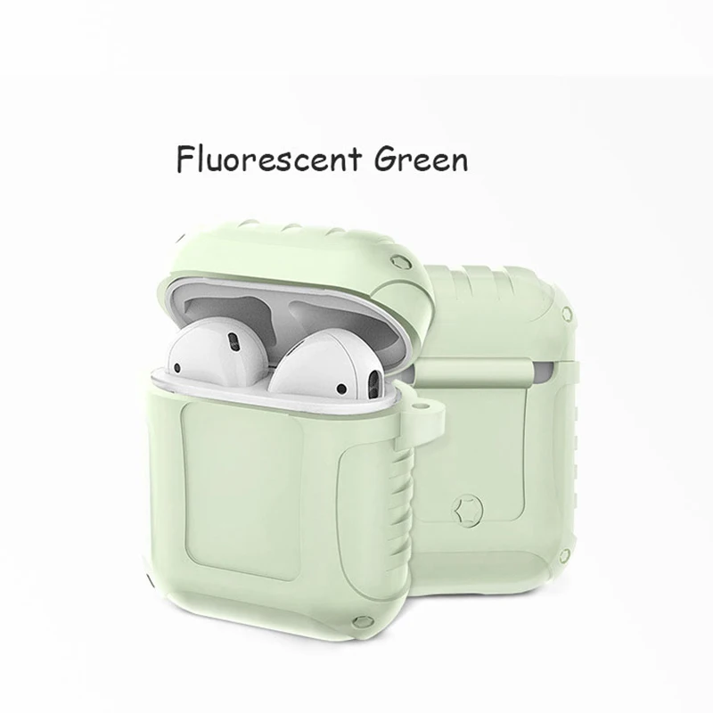 Luminous Green Крутой спортивный мужской чехол-броня для Apple AirPods, Bluetooth, беспроводной чехол для наушников, чехол s Для Air Pods, чехол для зарядки - Цвет: Luminous Green
