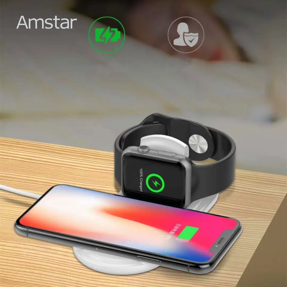 Amstar Беспроводной Зарядное устройство 2in1 для наручных часов Apple Watch Series 4/3/2/1 10 Вт