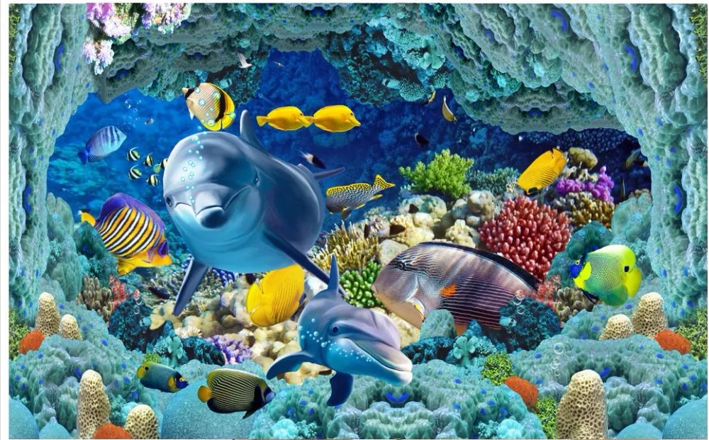 Пользовательские фото пол 3D обои современное искусство Дельфин морские
