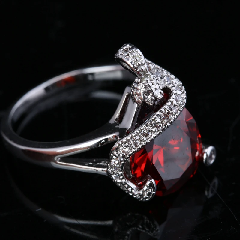 Великолепный груша красный гранат стерлингового серебра 925 Для женщин Модные