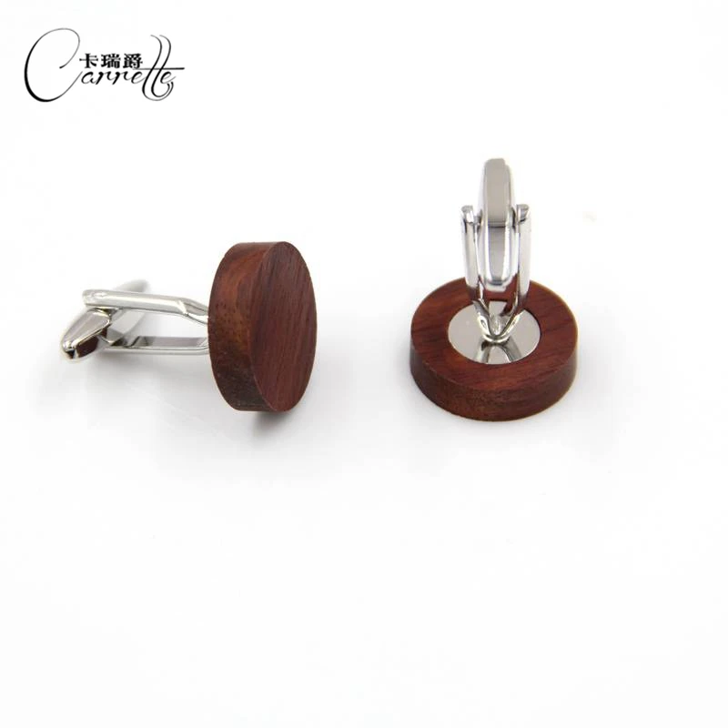 

Spot direct business British wind wood solid wood cufflinks sleeve nail men and women French round cufflinks