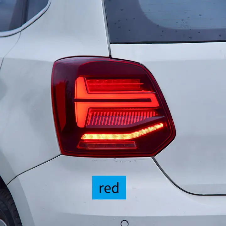 Задний светильник в сборе для Volkswagen POLO 2010- светодиодный задний светильник поворотный сигнальный тормозной светильник задний светильник - Цвет: red