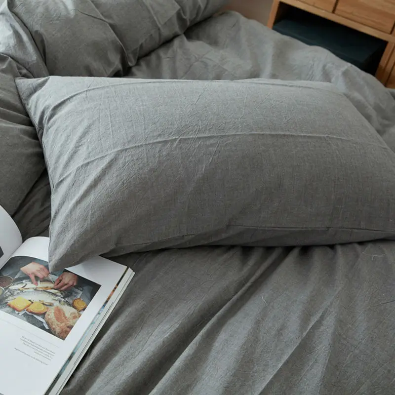 Помытый хлопок наволочка 2 шт сплошной цвет мыть дома одна пара короткий стиль