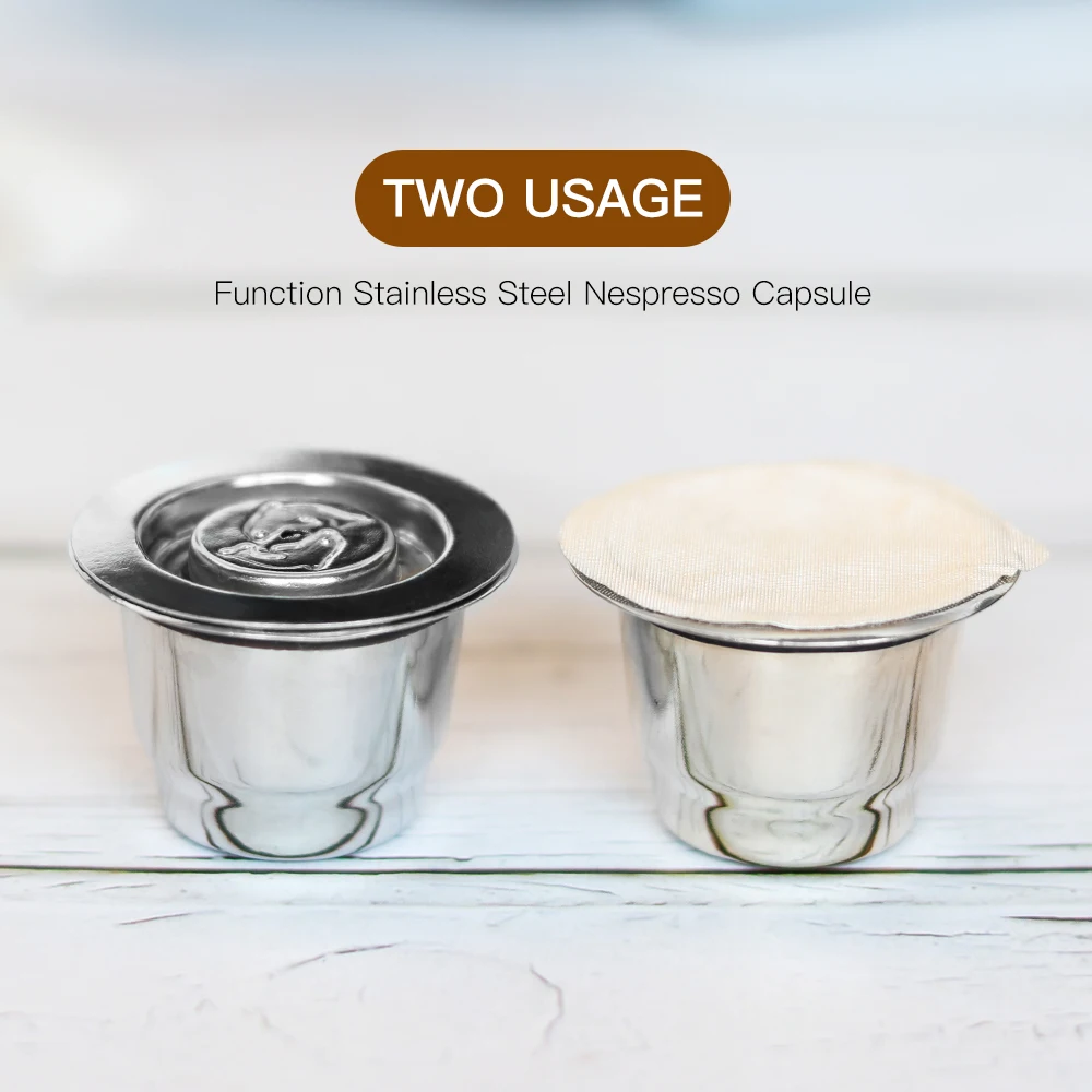 2 в 1 использование Recargables фильтр для кофе из нержавеющей стали Nespresso многоразовые капсулы 3 шт.+ 120 уплотнения многоразовые для мини-эссенца